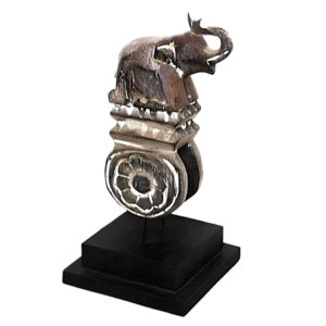 Wood Kneeling Elephant Loom Pulley On Stand
