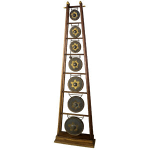 Seven Levels of Gongs in Teak Stand