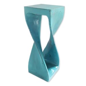 Acacia Wood Stool With Double Spiral in Bright Color