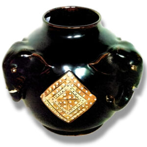 9" Ceramic Vase with Elephant Heads