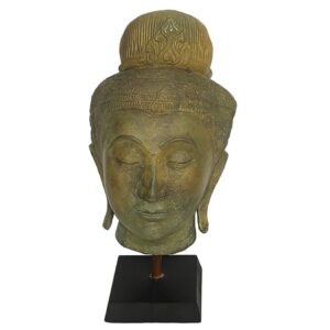 14" Brass Buddha Head on Stand