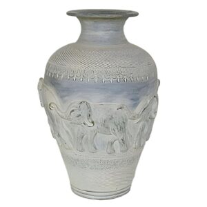 24" Terra Cotta Vase with Elephants