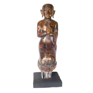 25" Teak Sitting Monk on Stand