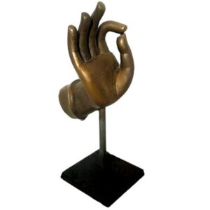 16" Brass Fat Buddha Hand on Stand