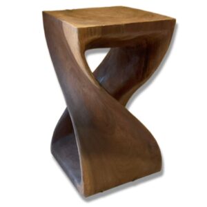 11"x 20" Two Leg Acacia Wood Spiral Stool