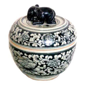 6" Floral Dish with Elephant on Lid