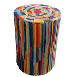 14" Multi Color Ceramic Stool