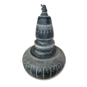 12" Terra Cotta Vase with Elephant Lid