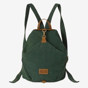 Stone Washed Canvas Back Pack with Leather Trim
