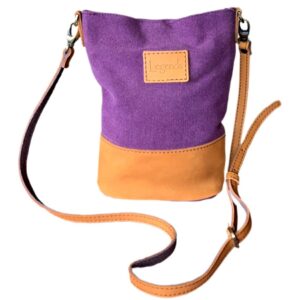 Stone Washed Canvas Cross Body Sling Bag with Leather Trim