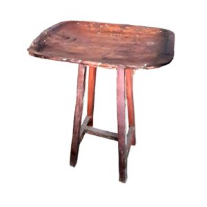 30" Teak Side Table Made from Antique Rice Tray