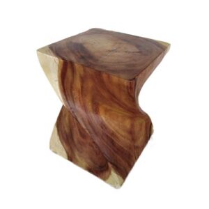 20" Solid Swirl Acacia Stool