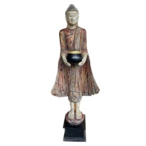 60" Wooden Standing Buddha with Bowl