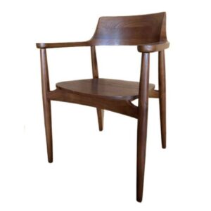 Teak Arm Chair with Back Rest, Wood Seat