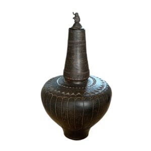 14" Terra Cotta Vase with Elephant Lid
