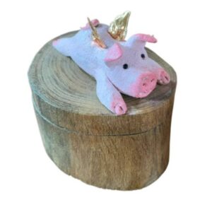 3" x 4" Wood Box with Flying Pig Lid