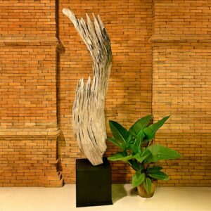 102" Reclaimed Bottom of  Teak Canoe on Stand