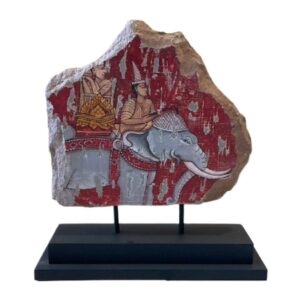 10" Wall Fragment of Elephant Painting on Stand