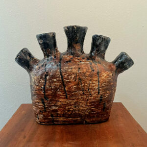 17" x 14" Whimsical Ceramic Vase with 5 Holes