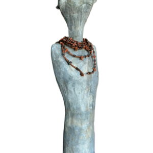 78" Cement  Lady with Terra Cotta Necklace