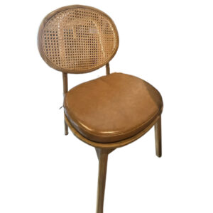 Teak Chair with Rattan Back and Cushion