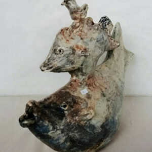 18" Ceramic Bird on Fish on Fish